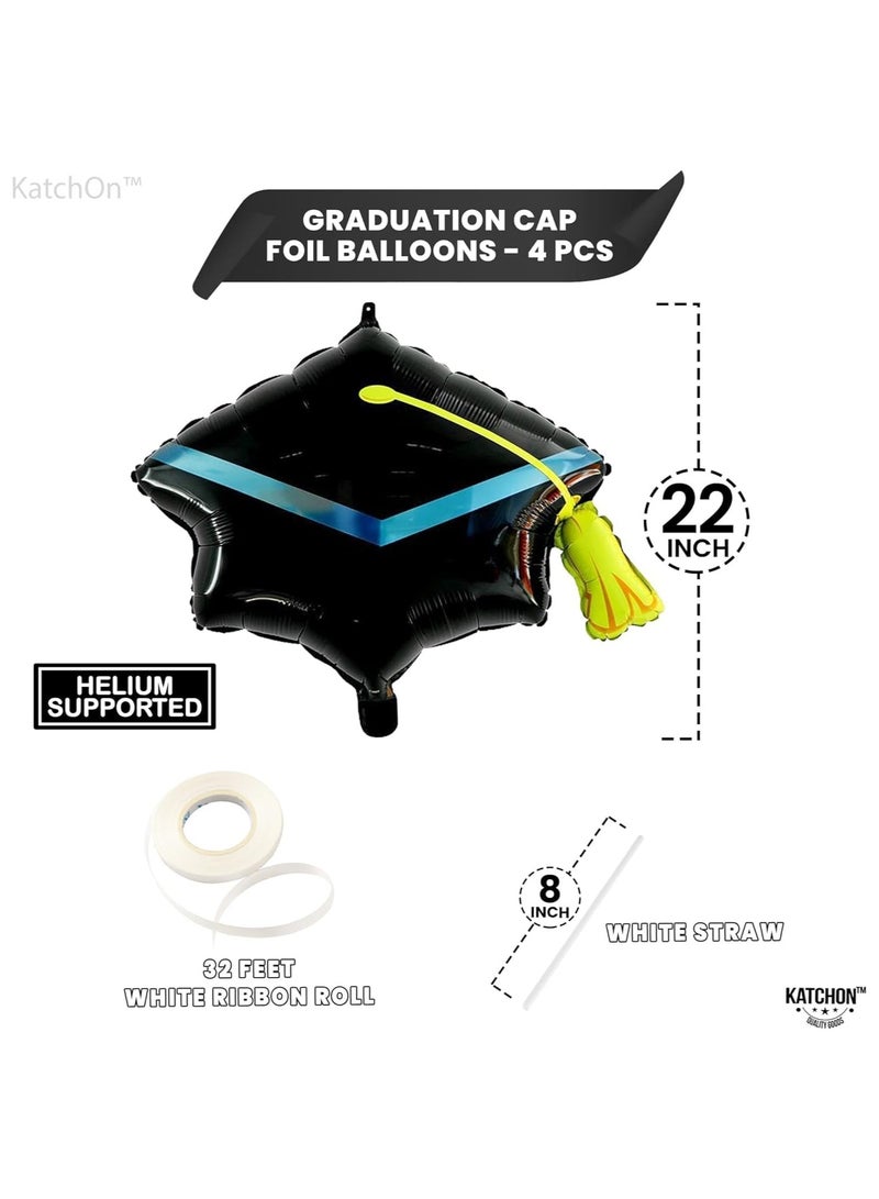 KatchOn, Big Graduation Cap Balloons - 22 Inch, Pack of 4 | Grad Hat for Grad Decorations Class of 2025 | Grad Foil Balloons, Graduation Decorations 2025 - Image 2